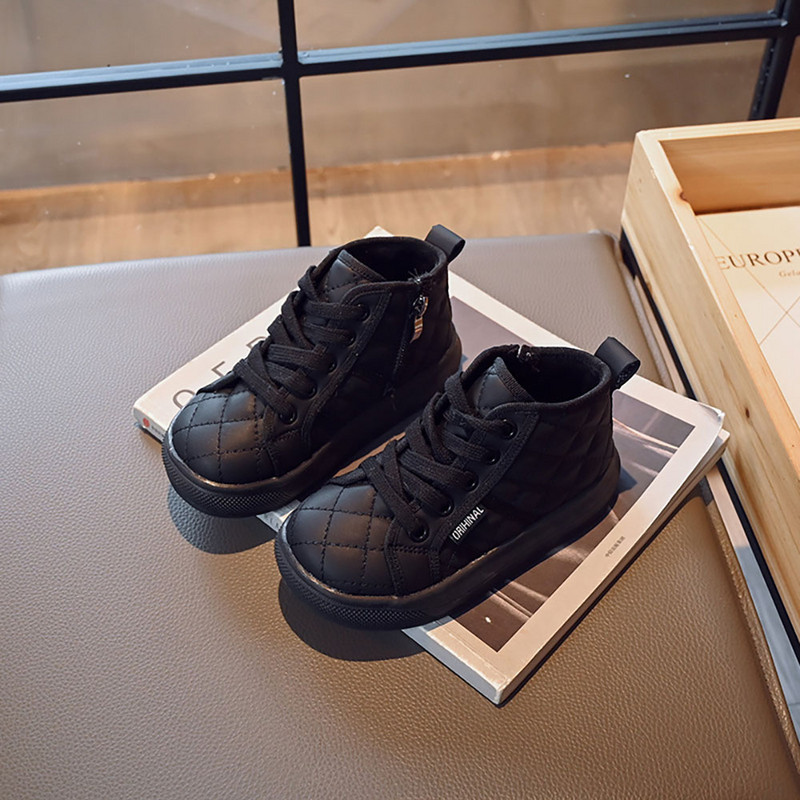 Χειμερινά βελούδινα βαμβακερά παπούτσια για παιδιά Κορεάτικο στυλ καρό για αγόρια για κορίτσια μπότες χιονιού 2023 Trend Fashion Casual παπούτσια για παιδιά