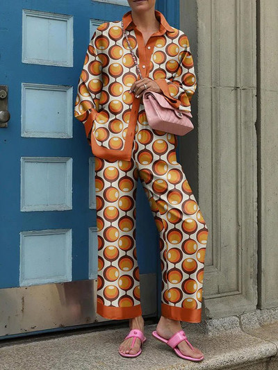 Hipster de stradă Costum casual de damă din poliester la modă Toamnă Jachetă simplă cu un singur piept Pantaloni cu talie înaltă pentru femeie ținută din două piese