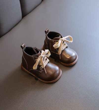 Toamnă 2023 Cizme scurte pentru bebeluși, în stil britanic, pantofi pentru copii, pantofi pentru copii mici, cizme unice pentru bebeluși cu talpă moale