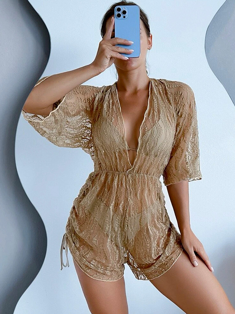 3 τεμάχια Halter Bikini Tropical print Μαγιό με κορδόνι στο πλάι Γυναικείο μακρυμάνικο μαγιό Γυναικείο μαγιό παραλίας