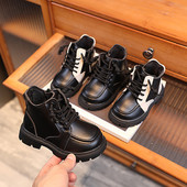 Παιδικές κοντές μπότες βρετανικού στυλ 2023 Φθινόπωρο για αγόρια μπότες αστραγάλου συνονθύλευμα Μόδα μαλακά παπούτσια για κορίτσια Παιδικά καθημερινά δερμάτινα μποτάκια