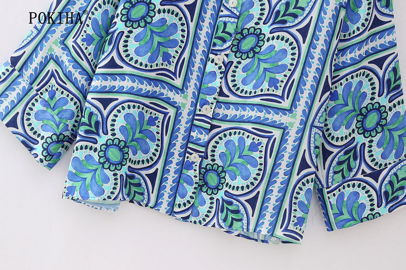 Pokiha Fashion Femei Imprime Bluze cu mânecă lungă cămașă și pantaloni casual cu talie înaltă Femei Chic Seturi două piese Mujer