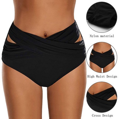 Women High Waist Ruched Bikini Bottoms Control Swimsuit Briefs Pants bañadores 2023 mujer biquinis feminino bikinis for women