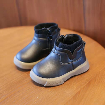 Αγόρι κοντές μπότες 2023 Χειμώνας Νέα παιδικά βαμβακερά παπούτσια βρετανικού στυλ Παιδικά συν Cashmere δερμάτινες μπότες Baby Martin Boots