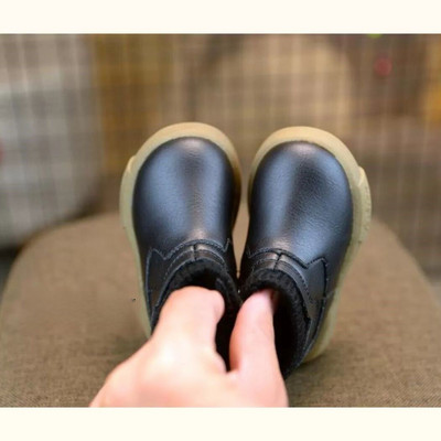 Αγόρι κοντές μπότες 2023 Χειμώνας Νέα παιδικά βαμβακερά παπούτσια βρετανικού στυλ Παιδικά συν Cashmere δερμάτινες μπότες Baby Martin Boots