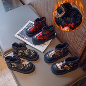 Παιδικά αδιάβροχα αντιολισθητικά μποτάκια για το χιόνι για κορίτσια Μόδα Κοντά μποτάκια Αγόρια Φωτεινό δέρμα Ζεστά βαμβακερά παπούτσια Baby Snow Cotton