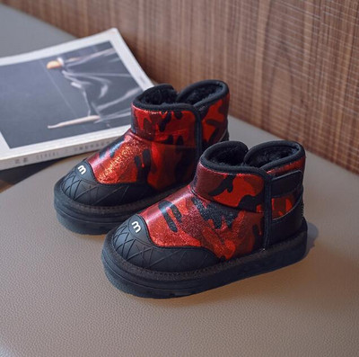 Παιδικά αδιάβροχα αντιολισθητικά μποτάκια για το χιόνι για κορίτσια Μόδα Κοντά μποτάκια Αγόρια Φωτεινό δέρμα Ζεστά βαμβακερά παπούτσια Baby Snow Cotton