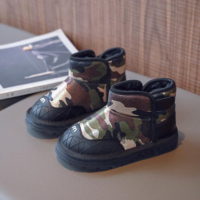 Παιδικά αδιάβροχα αντιολισθητικά μποτάκια για το χιόνι για κορίτσια Μόδα Κοντά μποτάκια Αγόρια Φωτεινό δέρμα Ζεστά βαμβακερά παπούτσια Baby Snow Cotton