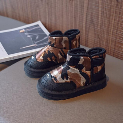 Παιδικά αδιάβροχα αντιολισθητικά μποτάκια για το χιόνι για κορίτσια Μόδα Κοντά μποτάκια Αγόρια Φωτεινό δέρμα Ζεστά βαμβακερά παπούτσια Baby Snow Cotton