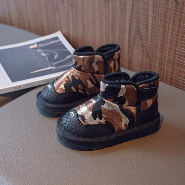 Παιδικά αδιάβροχα αντιολισθητικά μποτάκια για το χιόνι για κορίτσια Μόδα Κοντά μποτάκια Αγόρια Φωτεινό δέρμα Ζεστά βαμβακερά παπούτσια Baby Snow Cotton