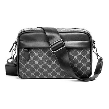 Мъжки чанти Висококачествена кожена чанта през рамо Винтидж геометрична шарка Ежедневна мъжка чанта през рамо Ежедневни чанти