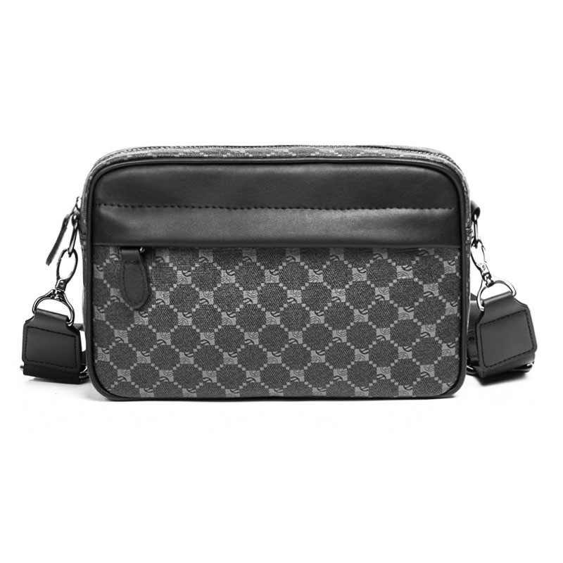 Meeste kotid Kvaliteetsest nahast Crossbody kott Vintage geomeetrilise mustriga vabaaja meeste õlakott Igapäevased messenger-kotid