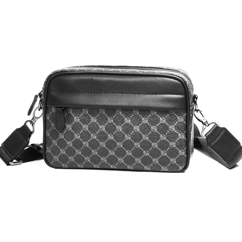 Meeste kotid Kvaliteetsest nahast Crossbody kott Vintage geomeetrilise mustriga vabaaja meeste õlakott Igapäevased messenger-kotid