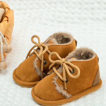 KIDSUN Зимни бебешки снежни ботуши Топли обувки за бебета, момчета, момичета, малки деца, гумени подметки, меки, противоплъзгащи, новородени, обувки за първи прохождания, обувки за детско креватче