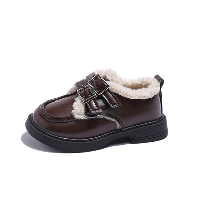 Cizme din piele pentru copii 2023, maro, băieți, fete, pantofi din bumbac căptușiți, toamnă iarnă, negru, copil mic, pantofi din blană cu fundul moale