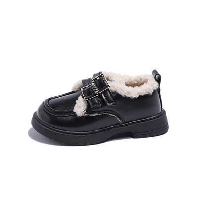 Cizme din piele pentru copii 2023, maro, băieți, fete, pantofi din bumbac căptușiți, toamnă iarnă, negru, copil mic, pantofi din blană cu fundul moale