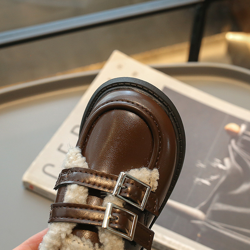 Cizme din piele pentru copii 2023, maro, băieți, fete, pantofi din bumbac căptușiți, toamnă iarnă, negru, copil mic, pantofi din blană cu fundul moale