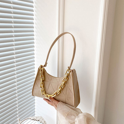 ISKYBOB Fashion Γυναικείες τσάντες ώμου με αλυσίδα μασχάλες Felt PU Δερμάτινες μονόχρωμες casual τσάντες Γυναικεία τσάντα ελαφριά τσάντα βάρους