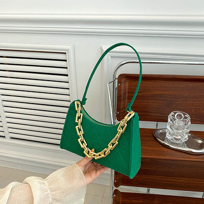 ISKYBOB Fashion Γυναικείες τσάντες ώμου με αλυσίδα μασχάλες Felt PU Δερμάτινες μονόχρωμες casual τσάντες Γυναικεία τσάντα ελαφριά τσάντα βάρους