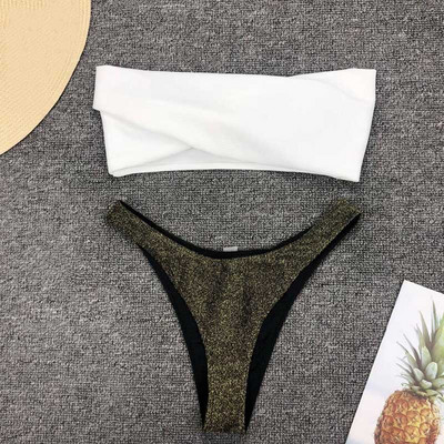 îmbrăcăminte de plajă pentru femei 2023 costum de baie alb biquini mulher bikini căptușit cu fundul obraznic bikini aurii fără bretele tankini tanga costume de baie