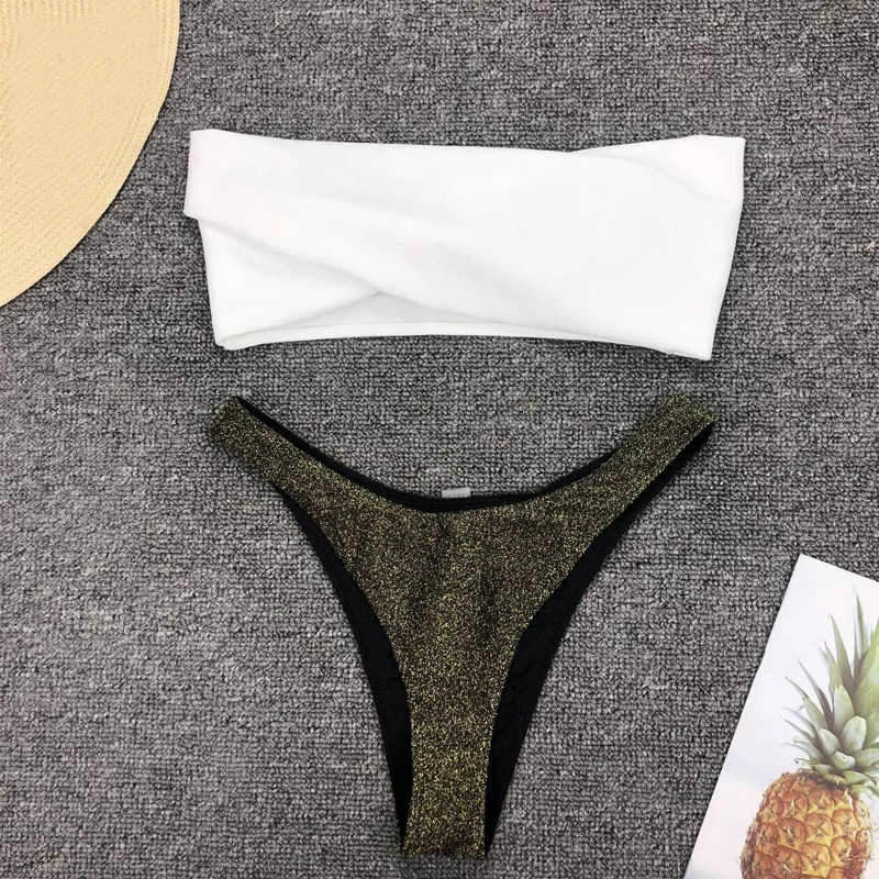 îmbrăcăminte de plajă pentru femei 2023 costum de baie alb biquini mulher bikini căptușit cu fundul obraznic bikini aurii fără bretele tankini tanga costume de baie