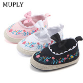 2023 Big Bow Παιδικά Παπούτσια για νεογέννητο Floral Ebroidery Baby Soft Sole First Walker Αντιολισθητικά παιδικά παπούτσια για κορίτσια Prewalker