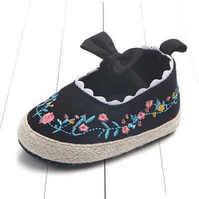 2023 Big Bow Παιδικά Παπούτσια για νεογέννητο Floral Ebroidery Baby Soft Sole First Walker Αντιολισθητικά παιδικά παπούτσια για κορίτσια Prewalker