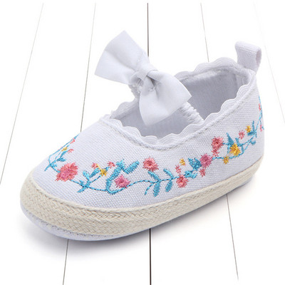 2023 Big Bow Παιδικά Παπούτσια για νεογέννητο Floral Ebroidery Baby Soft Sole First Walker Αντιολισθητικά παιδικά παπούτσια για κορίτσια Prewalker