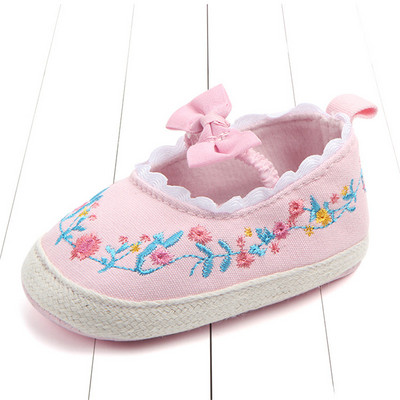 2023 Big Bow Παιδικά Παπούτσια για νεογέννητο Floral Ebroidery Baby Soft Sole First Walker Αντιολισθητικά παιδικά παπούτσια για κορίτσια Prewalker