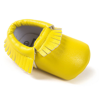 Pantof auriu pentru bebelusi baieti Mocasini pentru copii Pantofi Bebe pentru copil mic First Walker Pantofi pentru nou-nascuti cu franjuri moale din PU Șosetă moale din piele PU