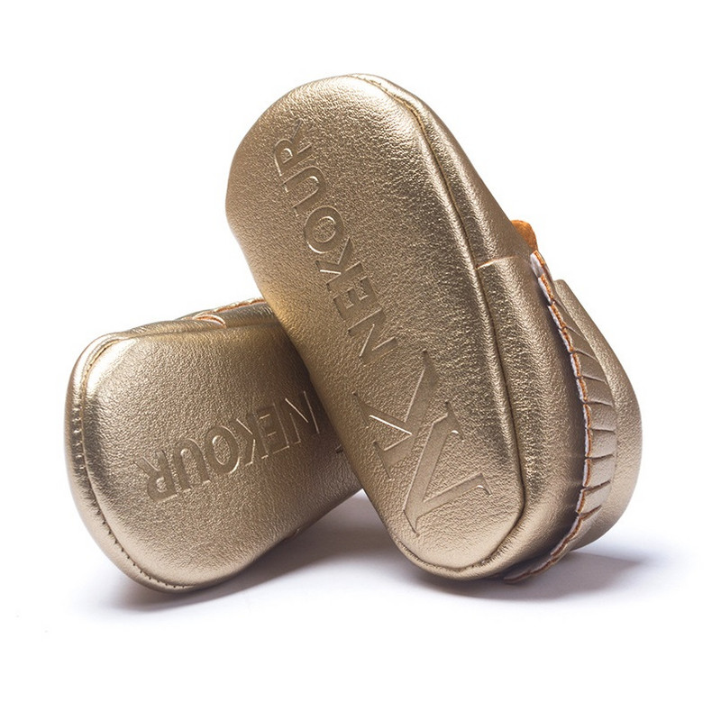 Pantof auriu pentru bebelusi baieti Mocasini pentru copii Pantofi Bebe pentru copil mic First Walker Pantofi pentru nou-nascuti cu franjuri moale din PU Șosetă moale din piele PU