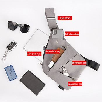 Мъжка чанта за гърди Дигитална чанта за съхранение на оръжие Спортна чанта за през кръста Мултифункционална лична чанта за рамо против кражба