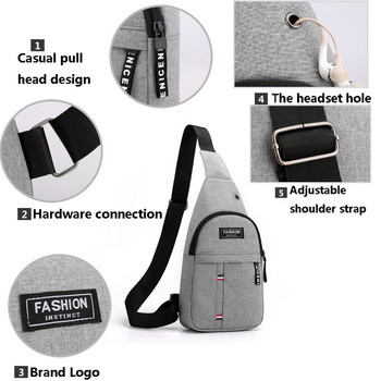Ανδρική τσάντα ώμου πολλαπλών χρήσεων Τσάντα χιαστί τσάντα στον ώμο Ταξίδι τσάντα σφεντόνα πακέτο Messenger τσάντα στήθους για άνδρες