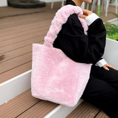 Γυναικεία τσάντα ώμου από συνθετική γούνα Μόδα βελούδινη τσάντα τσάντα casual casual hobo bag Ευέλικτη τσάντα χειμερινής μετακίνησης μεγάλης χωρητικότητας