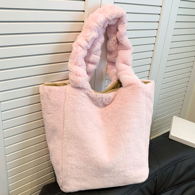 Γυναικεία τσάντα ώμου από συνθετική γούνα Μόδα βελούδινη τσάντα τσάντα casual casual hobo bag Ευέλικτη τσάντα χειμερινής μετακίνησης μεγάλης χωρητικότητας
