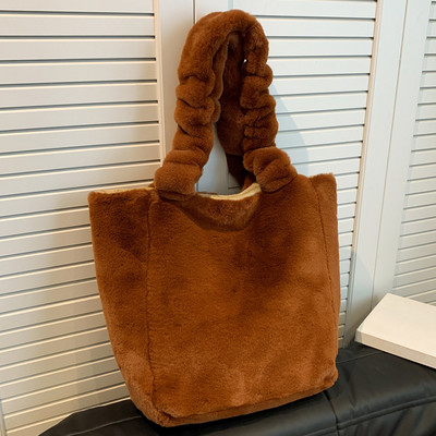 Γυναικεία τσάντα ώμου από συνθετική γούνα Μόδα βελούδινη τσάντα τσάντα casual casual hobo bag Ευέλικτη τσάντα χειμερινής μετακίνησης μεγάλης χωρητικότητας