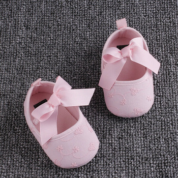 Летни обувки за новородени момичета Ботуши за малки момичета Бебешки обувки за бебешки креватчета с панделка Парти обувки с мека подметка Prewalker First Walkers