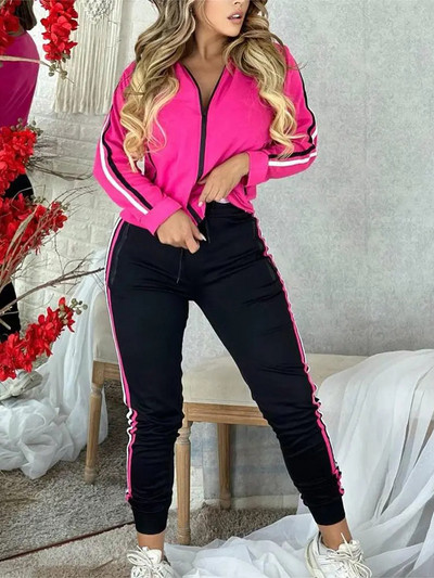 Dámske oblečenie Novinky 2023 Móda Dámska športová súprava Zips s kapucňou Bunda a nohavice s ceruzkovým vzorom Tepláková súprava