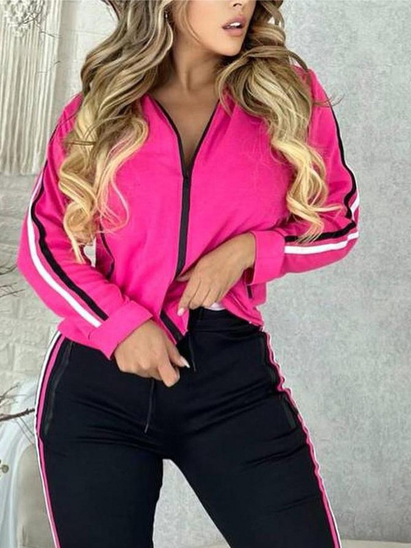 Dámske oblečenie Novinky 2023 Móda Dámska športová súprava Zips s kapucňou Bunda a nohavice s ceruzkovým vzorom Tepláková súprava