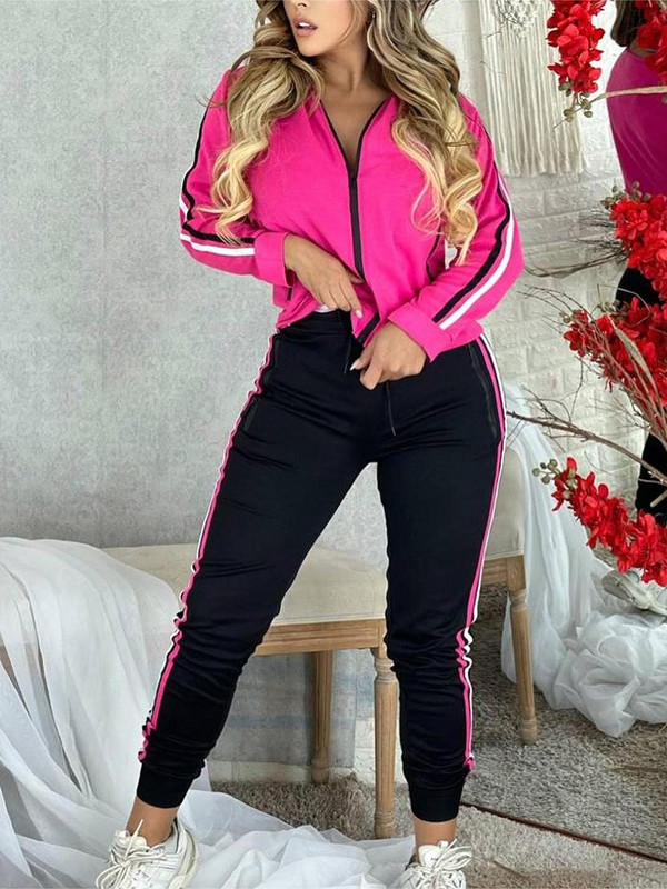 Dámske oblečenie Novinky 2023 Móda Dámska športová súprava Zips s kapucňou Bunda a nohavice s ceruzkovým vzorom Tepláková súprava