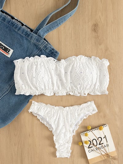 Seksikas pits kõrge vöökohaga Brasiilia bikiinid 2022 naiste ujumisriided Bandeau naiste ujumistrikoo Push up ujumiskostüüm Suvised suplejate bikiinid