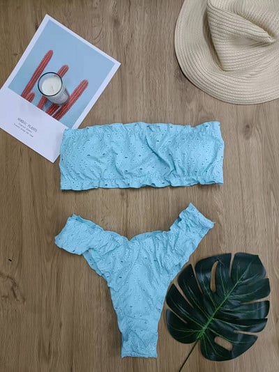 Seksikas pits kõrge vöökohaga Brasiilia bikiinid 2022 naiste ujumisriided Bandeau naiste ujumistrikoo Push up ujumiskostüüm Suvised suplejate bikiinid