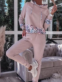 Treninguri Costume Femei Casual Hanorace Pantaloni de sport cu imprimeu floral Costume calde Toamna Iarna Pulover Hanorace Pantaloni Set 2 piese