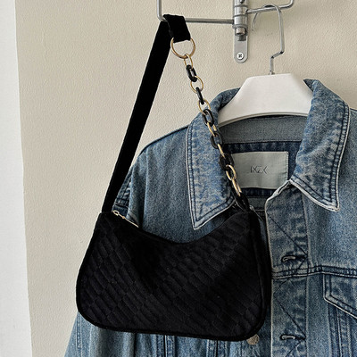 Ženska modna torbica s gornjom ručkom Torba od meke tkanine ispod pazuha Jednobojna ležerna patent zatvarač Lagana prozračna za rođendanski dar