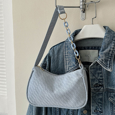 Ženska modna torbica s gornjom ručkom Torba od meke tkanine ispod pazuha Jednobojna ležerna patent zatvarač Lagana prozračna za rođendanski dar