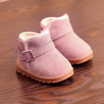 Зимни бебешки памучни обувки на възраст 1-2 години плюс кадифени дебели едноцветни обувки за малки деца Ботуши за сняг за момчета и момичета Обувки за бебета