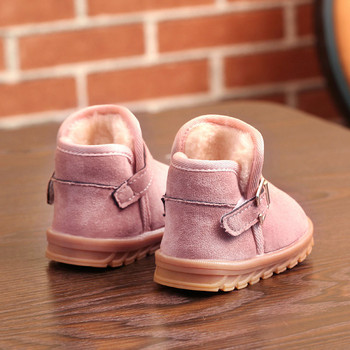 Зимни бебешки памучни обувки на възраст 1-2 години плюс кадифени дебели едноцветни обувки за малки деца Ботуши за сняг за момчета и момичета Обувки за бебета