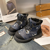 Cizme Martin Copii Toamna 2023 Noua Moda Fete Botine Denim Baieti