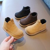 Βρεφικό μποτάκι παγωμένο δέρμα με στρογγυλά δάχτυλα Κοντό μποτάκι αγόρι με ίσιο πάτο δύο βαμβακερές μπότες ρετρό γυναικεία μπότα casual sneaker Botas Para Niña