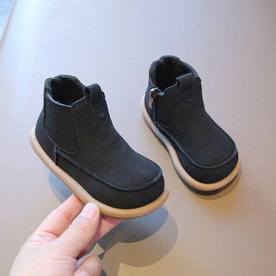 Βρεφικό μποτάκι παγωμένο δέρμα με στρογγυλά δάχτυλα Κοντό μποτάκι αγόρι με ίσιο πάτο δύο βαμβακερές μπότες ρετρό γυναικεία μπότα casual sneaker Botas Para Niña